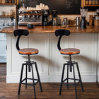 Industrial Bar Stools With Backrest Vintage Adjustable Swivel Metal Stool Wood S