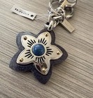 Nwt Coach Glitter Resin Wildflower Floral Bag Charm Keychain Silver   Denim Blue