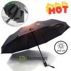 50  Anti-uv Sun Rain Protection Windproof 3 Folding Umbrella Auto Open Close New