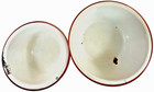 Vintage Enamelware Bowls  White W red Stripe  Set Of 2  1930s  Used  ee3 