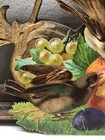 Birds Eating Fruits Victorian Die Cut Large Scrap - L8