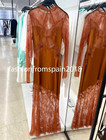 Zara New Long Zw Collection Satin Lace Dress Caramel Xs-xl 5919 133 732 5919 207
