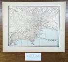 Vintage 1892 Naples Italy Map 13 x11  Old Antique Original Centro Storico Vomero