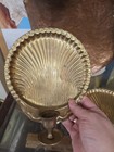 2 Vintage Gold Brass Decor Scallop Shell Wall Sconces Candle Holders