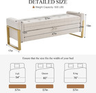 57 Inch Upholstered Storage Ottoman Bench Beige Tufted Seat Metal Legs