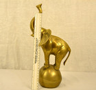 Vintage Brass Elephant On Circus Ball Sculpture 12 5  Animal Figure Mid Century