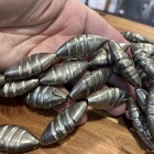 Vintage Mid Century Silver Tone 1 Inch Size Fluted Metal 24in Strand Loose Beads