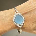 Cornflower Blue Genuine Caribbean Sea Glass Sterling Silver Bracelet