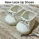 3d Printed Cabbage Patch Kids White Lace Up Saddle Stitch Shoes For 16   