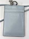 Coach Leather Sky Baby Light Blue Id Lanyard Badge Card Holder Travel Wallet Exc