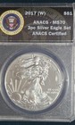2017-psw American Silver Eagle 3 Coin Set Anacs- Ms70 