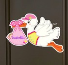  It s A Girl Stork Custom Sign  New Baby Door Hanger  Welcome Birth Announcement