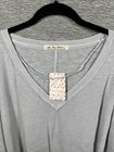 New Free People Women s On My Mind V-neck Long Sleeve Shirt Light Gray Size M