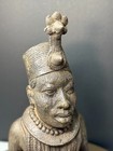 Benin Style Bronze Oba Warrior King Bust Statue - 16  African Tribal Art
