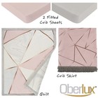 Crib Bedding Set For Girls- 4-piece Baby Nursery Bedding Crib Set  Geometric    