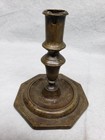 Antique 18th Century Heavy Cast Bronze Octagonal Candlesticks - Matching Pair