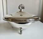 Vtg Oneida Silver Plated Footed Serving Dish Bowl Pyrex Inside Shell Handle Lid