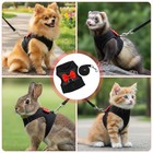 Rabbit Harness Leash Set Adjustable Small Animal Walking Vest Black Small Size