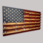 Handcrafted Rustic American Flag Challenge Coin Display 36 X 19 antique Wall Art