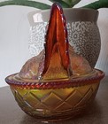 Large Chicken Hen On Nest Covered Dish - Marigold Glass - Mosser Usa