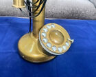 Vintage Antique Brass Landline Telephone Rotary Dial Nautical Candlestick Phone