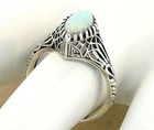 Antique Style 925 Sterling Silver White Lab-created Opal Filigree Ring      725x