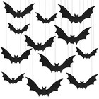 Plastic Bats Halloween Decorations  12 Pcs Large Black Hanging Bats