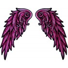 Angel Wings Large Back Patch  Embroidered 2 Piece Set New Awesome   Pink And Blk