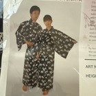 Navy   White Yukata Cotton Kimono Geisha Women s Robe W  Belt 58   