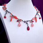 Red Glass Necklace 17  Vintage Glass Czech Beads Art Deco Style