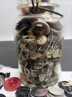 Huge Lot Buttons Metal Celluloid Composition Plastic   Ww1 2 5 Lbs In Glass Jar