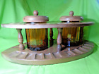 Vintage Mid Century Dun-rite 24 Pipe Stand   2 Built-in Glass Humidors
