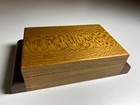Antique Vintage Art Deco Playing Card Box Case Ornate Quilted Maple Wood Wooden