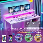 55 Inch Led Computer Desk Office Desk With Drawer Gaming Desk With Power Outlets