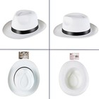 White Gangster Hat Costume Fedora Black Band Men Women 20s 30s 40s Trilby Panama