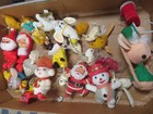 Big Lot Vintage Christmas Flock Flocked Figures Ornaments