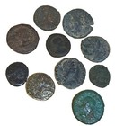 Lot Of 11 Ancient Roman Coins 50-450 Ad