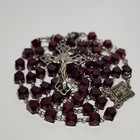 Vintage Sterling Silver 925 Rosary Faceted Red Glass Garnet Beads 20 Inch