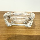 Vintage Mcm Clear Glass Square Ashtray 3 5    Heavy Art Deco Retro 4 Slot