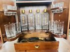 Vtg Karoff Mid Century Hidden Bar Tabletop Shot Glasses Decanters Japan Complete
