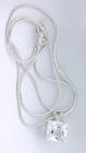 10mm Square Princess White Topaz Gemstone Sterling Pendant Necklace Free Chain 