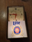 Vintage Miller Lite     A Fine Pilsner Beer    Lighted Sign clock  14 1 2 X 8 X 3  1