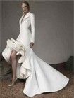 Women Suit Evening Dresses Double Breasted Deigner Tiered Satin Prom Gown
