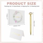 9 3x7  German Wreath Cover Guest Book With Diamond Signing Pen And Greeting Card