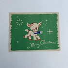 Vintage Mid Century Christmas Greeting Card Cute White Lamb Small Size Card