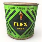 Vintage Flex Finish Paint Can Paper Label Lawn Green 1950s 1 2 Pint Ready