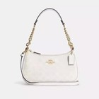 New Coach Teri Fashion Shoulder Bag In Leather Coated Canvas Glacier White Ca48-