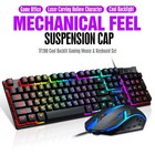Backlit Computer Desktop Wired Gaming Keyboard   Mouse Mechanical Feel Led Light