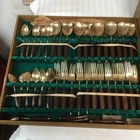 Vintage Patumvan Jewelry Siam Thailand Bronze 138 Pc Flatware Set In Box