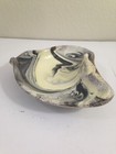 Ceramic Art Deco Ashtray 60s Yellow Black Grey White Gold Fleck Swirl Kitsch Mcm